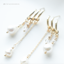 將圖片載入圖庫檢視器 3 Pendants Freshwater pearls earring with Swarovski &lt;earrings/earclips&gt;
