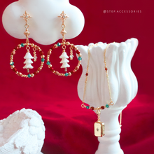 將圖片載入圖庫檢視器 Christmas Box Set with earrings, necklace and two pendants &lt;3 items with Box and Bag&gt;
