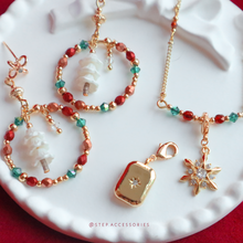 將圖片載入圖庫檢視器 Christmas Box Set with earrings, necklace and two pendants &lt;3 items with Box and Bag&gt;
