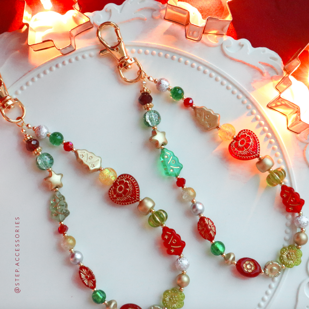 P065 Christmas Phonestrap with Resin beads and glass beads <2 colors>