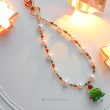 將圖片載入圖庫檢視器 P064 Christmas tree Phonestrap with Swarovski and Glass pearls
