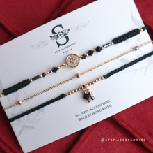 將圖片載入圖庫檢視器 *黑瑪瑙* \辟邪趕少人/ New Year Hand strap set with Zircon copper coins
