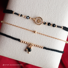 將圖片載入圖庫檢視器 *黑瑪瑙* \辟邪趕少人/ New Year Hand strap set with Zircon copper coins
