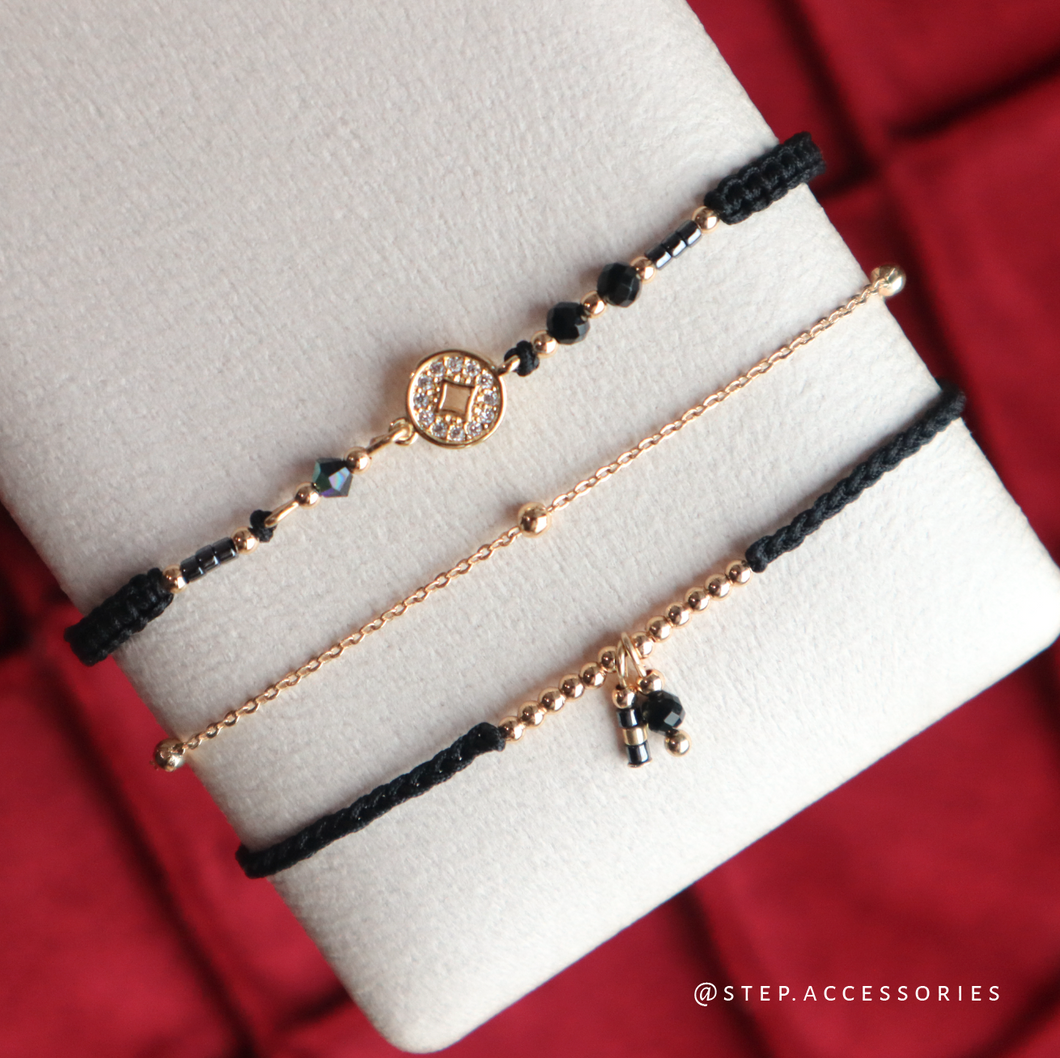 *黑瑪瑙* \辟邪趕少人/ New Year Hand strap set with Zircon copper coins