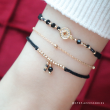將圖片載入圖庫檢視器 *黑瑪瑙* \辟邪趕少人/ New Year Hand strap set with Zircon copper coins
