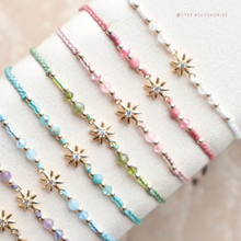將圖片載入圖庫檢視器 Natural stone Star hand strap with Swarovski and Japanese glass beads&lt;10 colors&gt;
