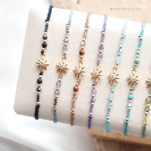 將圖片載入圖庫檢視器 Natural stone Star hand strap with Swarovski and Japanese glass beads&lt;10 colors&gt;
