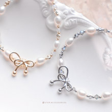 將圖片載入圖庫檢視器 Ribbon bracelet with Freshwater pearls and Swarovski &lt;2 colors&gt;
