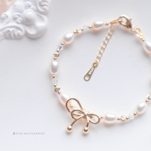 將圖片載入圖庫檢視器 Ribbon bracelet with Freshwater pearls and Swarovski &lt;2 colors&gt;
