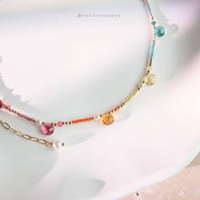 將圖片載入圖庫檢視器 Shinny rainbow glass drops choker with Swarovski and Japanese glass beads
