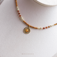 將圖片載入圖庫檢視器 **橙東陵玉,紅瑪瑙**促進血液循環~Ethnic Pendant Choker with Natural stone and Japanese glass beads/Ethnic Natural stone Bracelet
