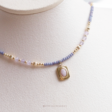 將圖片載入圖庫檢視器 **薰衣草晶**鎮定舒緩,帶來平和~Ethnic Pendant Choker with Natural stone and Japanese glass beads/Ethnic Natural stone Bracelet
