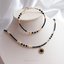將圖片載入圖庫檢視器 **黑瑪瑙**強大的護身符~Ethnic Pendant Choker with Natural stone and Japanese glass beads/Ethnic Natural stone Bracelet
