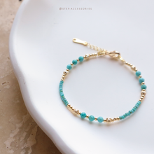 將圖片載入圖庫檢視器 **天河石,松石**帶來好運,平衡情緒~Ethnic Pendant Choker with Natural stone and Japanese glass beads/Ethnic Natural stone Bracelet
