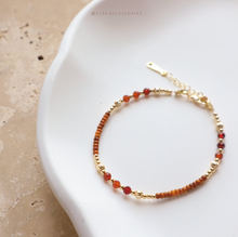 將圖片載入圖庫檢視器 **橙東陵玉,紅瑪瑙**促進血液循環~Ethnic Pendant Choker with Natural stone and Japanese glass beads/Ethnic Natural stone Bracelet
