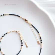 將圖片載入圖庫檢視器 **黑瑪瑙**強大的護身符~Ethnic Pendant Choker with Natural stone and Japanese glass beads/Ethnic Natural stone Bracelet
