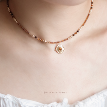 將圖片載入圖庫檢視器 **虎眼石**增加勇氣,自信,決斷力,財富運~Ethnic Pendant Choker with Natural stone and Japanese glass beads/Ethnic Natural stone Bracelet

