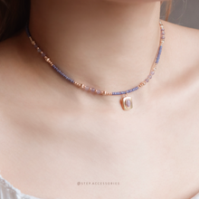 將圖片載入圖庫檢視器 **薰衣草晶**鎮定舒緩,帶來平和~Ethnic Pendant Choker with Natural stone and Japanese glass beads/Ethnic Natural stone Bracelet
