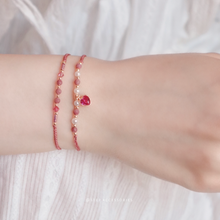 將圖片載入圖庫檢視器 Zircon Heart hand strap with Natural stone and glass pearls &lt;12 colors&gt;

