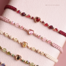 將圖片載入圖庫檢視器 Small Zircon heart Hand strap with Natural stone and Swarovski &lt;7 colors&gt;
