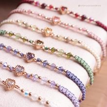 將圖片載入圖庫檢視器 Small Zircon heart Hand strap with Natural stone and Swarovski &lt;7 colors&gt;
