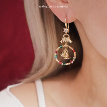將圖片載入圖庫檢視器 Christmas Ribbon earrings with bells

