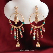 將圖片載入圖庫檢視器 Christmas Bell Earrings with Swarovski and Czech glass beads
