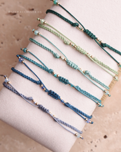 將圖片載入圖庫檢視器 Faceted Olive Shape Natural stone Hand strap with Swarovski and Japanese glass beads<green/mint/navy/blue>
