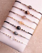 將圖片載入圖庫檢視器 Faceted Olive Shape Natural stone Hand strap with Swarovski and Japanese glass beads<brown/khaki/yellow/black/gray/white>
