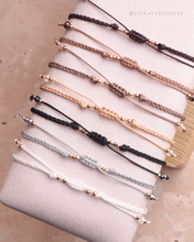 將圖片載入圖庫檢視器 Faceted Olive Shape Natural stone Hand strap with Swarovski and Japanese glass beads<brown/khaki/yellow/black/gray/white>
