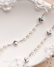 將圖片載入圖庫檢視器 Heart Ribbon Choker with Freshwater pearls and Swarovski<2 colors>
