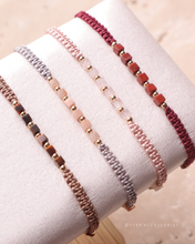 將圖片載入圖庫檢視器 Little square Natural stone hand strap with Japanese glass beads <red/pink/dusty/khaki>
