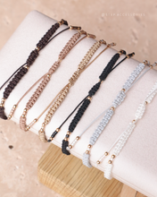 將圖片載入圖庫檢視器 Natural stone peace buckle hand strap with glass beads <brown/yellow/black/gray/white>
