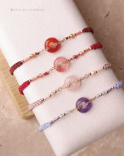 將圖片載入圖庫檢視器 Natural stone peace buckle hand strap with glass beads <red/pink/purple>
