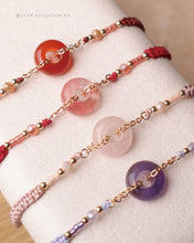 將圖片載入圖庫檢視器 Natural stone peace buckle hand strap with glass beads <red/pink/purple>
