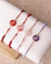 將圖片載入圖庫檢視器 Natural stone peace buckle hand strap with glass beads <red/pink/purple>
