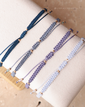 將圖片載入圖庫檢視器 6mm Natural stone Hand strap with Japanese glass beads <navy/blue/purple>
