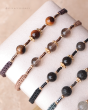 將圖片載入圖庫檢視器 6mm Natural stone Hand strap with Japanese glass beads <brown/black/gray/white>
