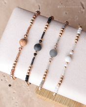 將圖片載入圖庫檢視器 6mm Frosted Natural stone Hand strap with Japanese glass beads <khaki, black, gray, white>
