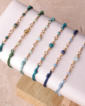 將圖片載入圖庫檢視器 4mm Natural stone double Hand strap with glass beads <green, mint, navy, blue>
