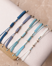 將圖片載入圖庫檢視器 Long Natural stone Hand strap with Japanese glass beads <navy, blue, baby blue>

