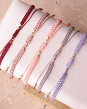 將圖片載入圖庫檢視器 Three Flat Natural stone with Japanese glass beads hand strap <red, pink, peach, purple>

