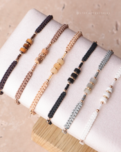 將圖片載入圖庫檢視器 Three Flat Natural stone with Japanese glass beads hand strap <brown, khaki, yellow, black, gray, white>
