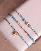 將圖片載入圖庫檢視器 *Blue Heart &amp; Butterfly* Pink Handstrap set with Swarovski and Japanese glass beads

