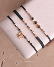 將圖片載入圖庫檢視器 *Black Heart &amp; Butterfly* Pink Handstrap set with Swarovski and Japanese glass beads
