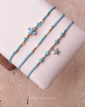將圖片載入圖庫檢視器 *Blue Flower藍松石* Blue Handstrap set with Swarovski and Japanese glass beads

