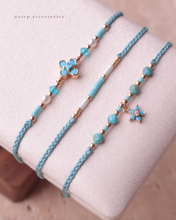 將圖片載入圖庫檢視器 *Blue Flower藍松石* Blue Handstrap set with Swarovski and Japanese glass beads
