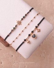 將圖片載入圖庫檢視器 *Black Heart黑瑪瑙* Black Handstrap set with Swarovski and Japanese glass beads
