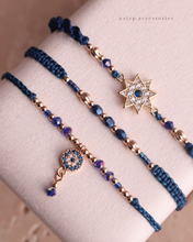 將圖片載入圖庫檢視器 *Turkish Evil Eye* Navy Handstrap set with Swarovski and Japanese glass beads
