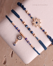 將圖片載入圖庫檢視器 *Turkish Evil Eye* Navy Handstrap set with Swarovski and Japanese glass beads
